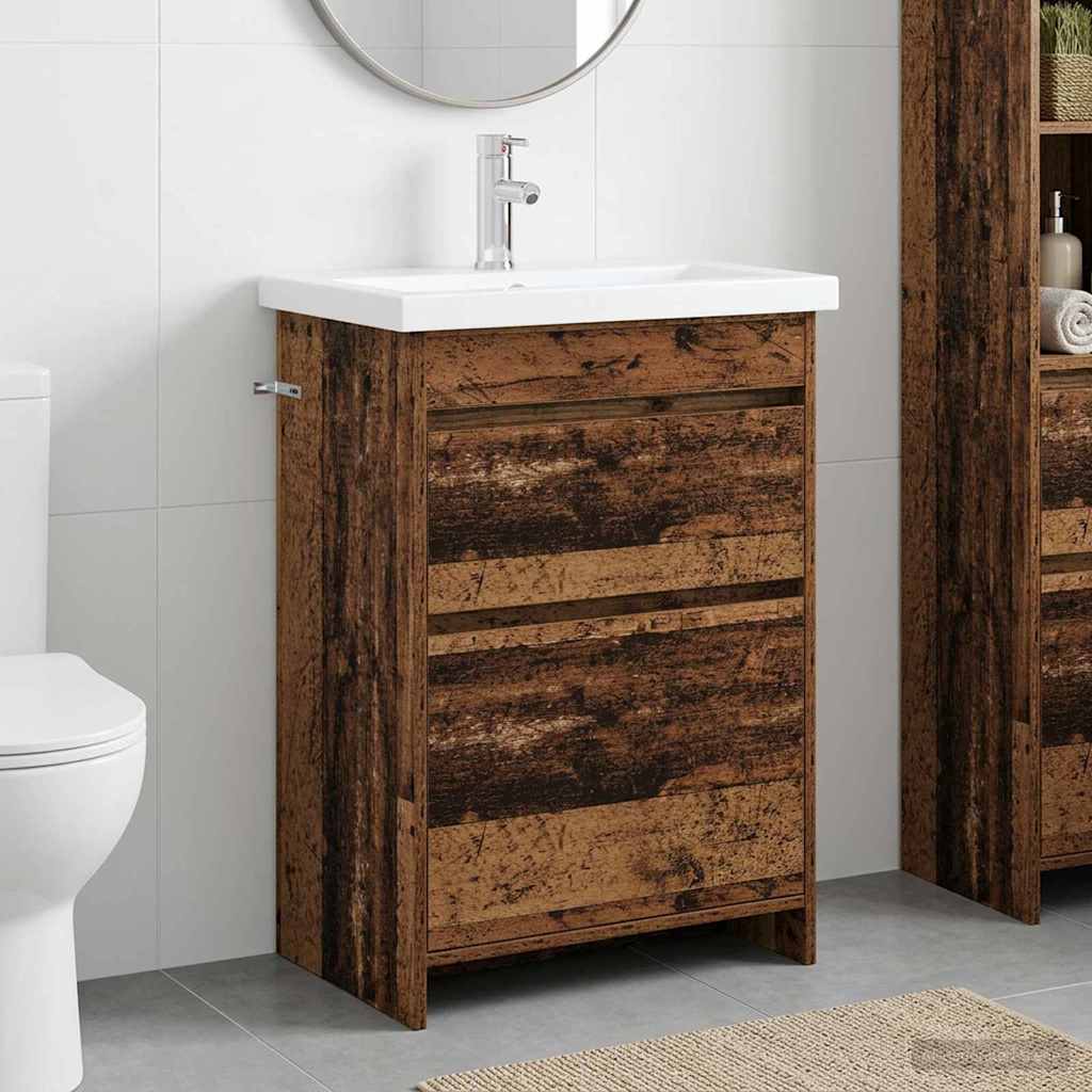 vidaXL Juego de muebles de baño Madera envejecida 61 x 40 x 84,5 cm