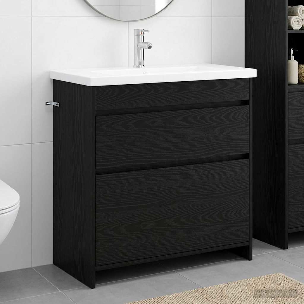 vidaXL Juego de muebles de baño Roble Negro 81 x 40 x 84,5 cm