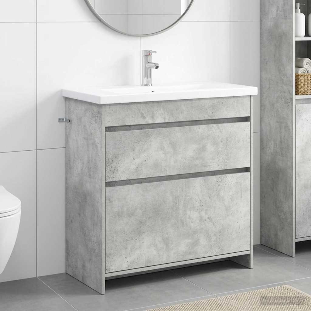 vidaXL Juego de muebles de baño Gris Hormigón 81 x 40 x 84,5 cm