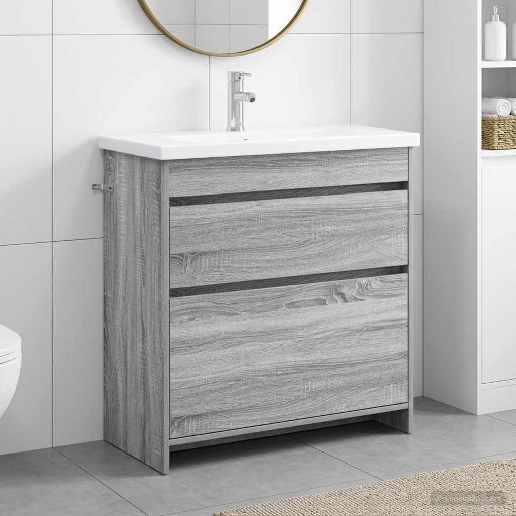 vidaXL Juego de muebles de baño Sonoma gris 81 x 40 x 84,5 cm