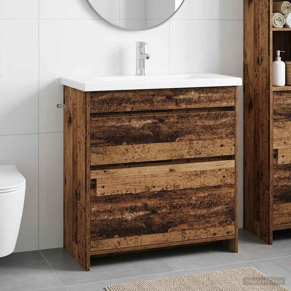 vidaXL Juego de muebles de baño Madera envejecida 81 x 40 x 84,5 cm