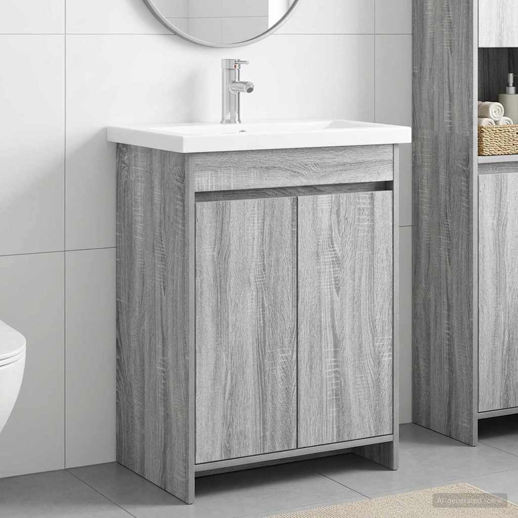 vidaXL Juego de muebles de baño Sonoma gris 61 x 40 x 84,5 cm