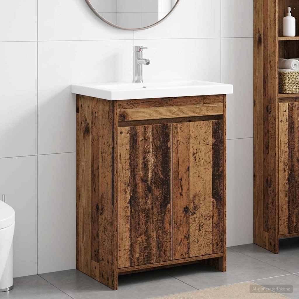 vidaXL Juego de muebles de baño Madera envejecida 61 x 40 x 84,5 cm