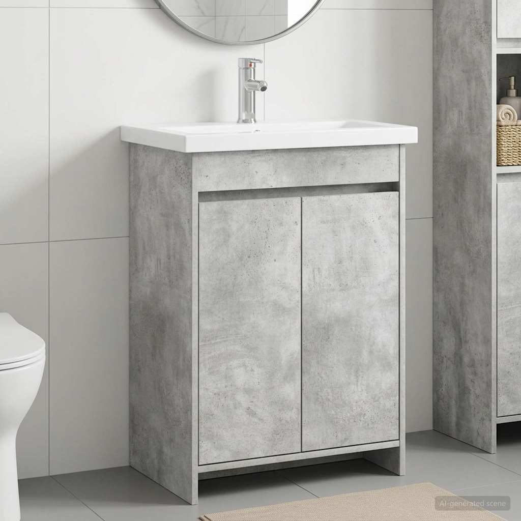 vidaXL Juego de muebles de baño Gris Hormigón 81 x 40 x 84,5 cm