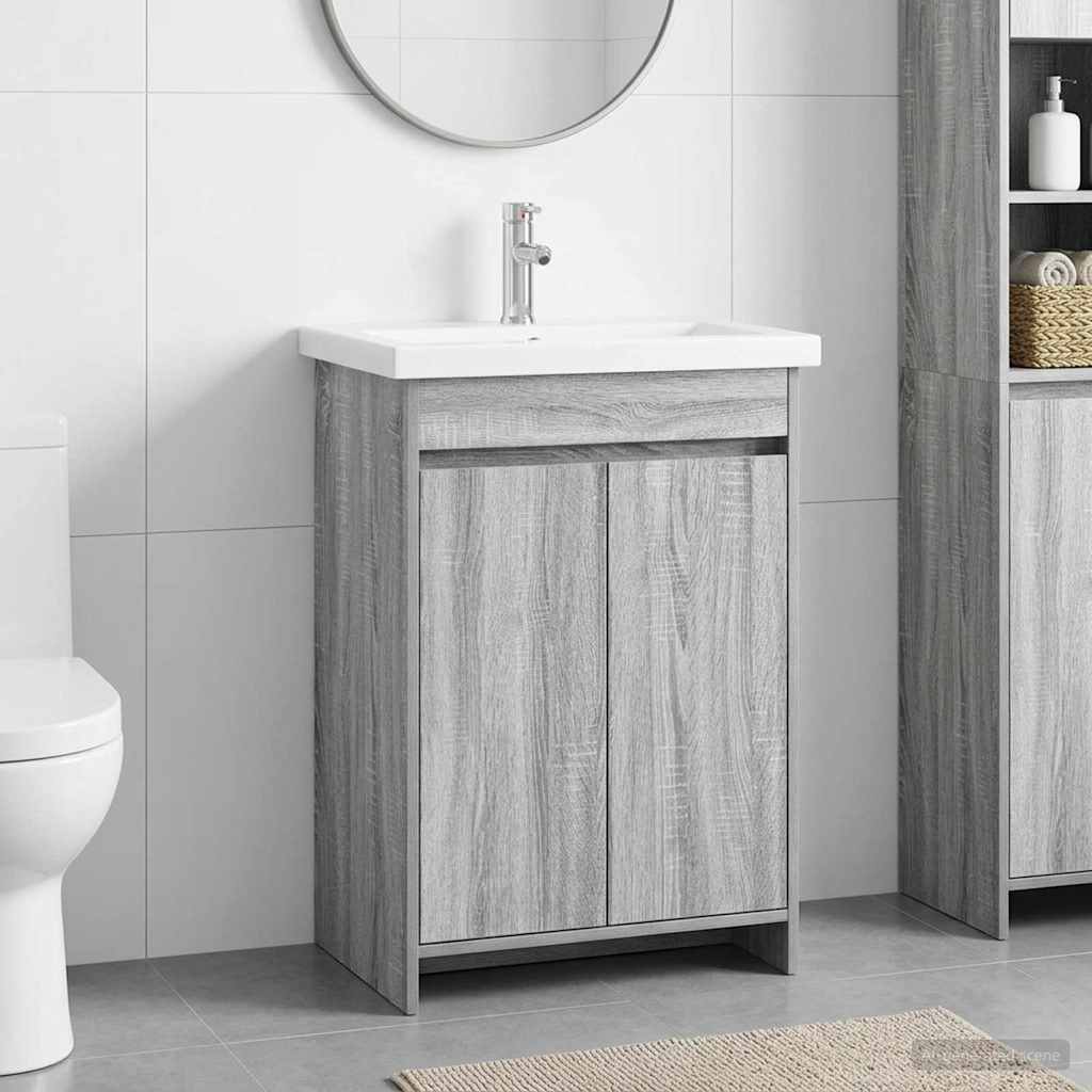 vidaXL Juego de muebles de baño Sonoma gris 81 x 40 x 84,5 cm