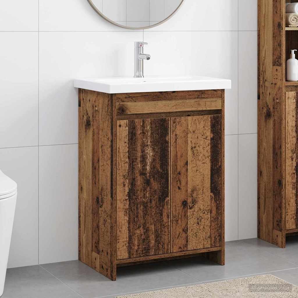 vidaXL Juego de muebles de baño Madera envejecida 81 x 40 x 84,5 cm