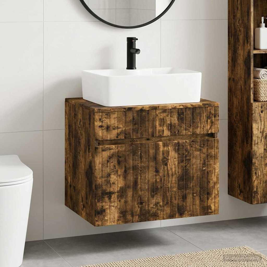 vidaXL Juego de muebles de baño Roble Ahumado Madera de ingeniería