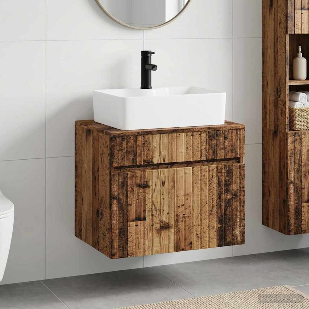 vidaXL Juego de muebles de baño Madera envejecida Madera de ingeniería
