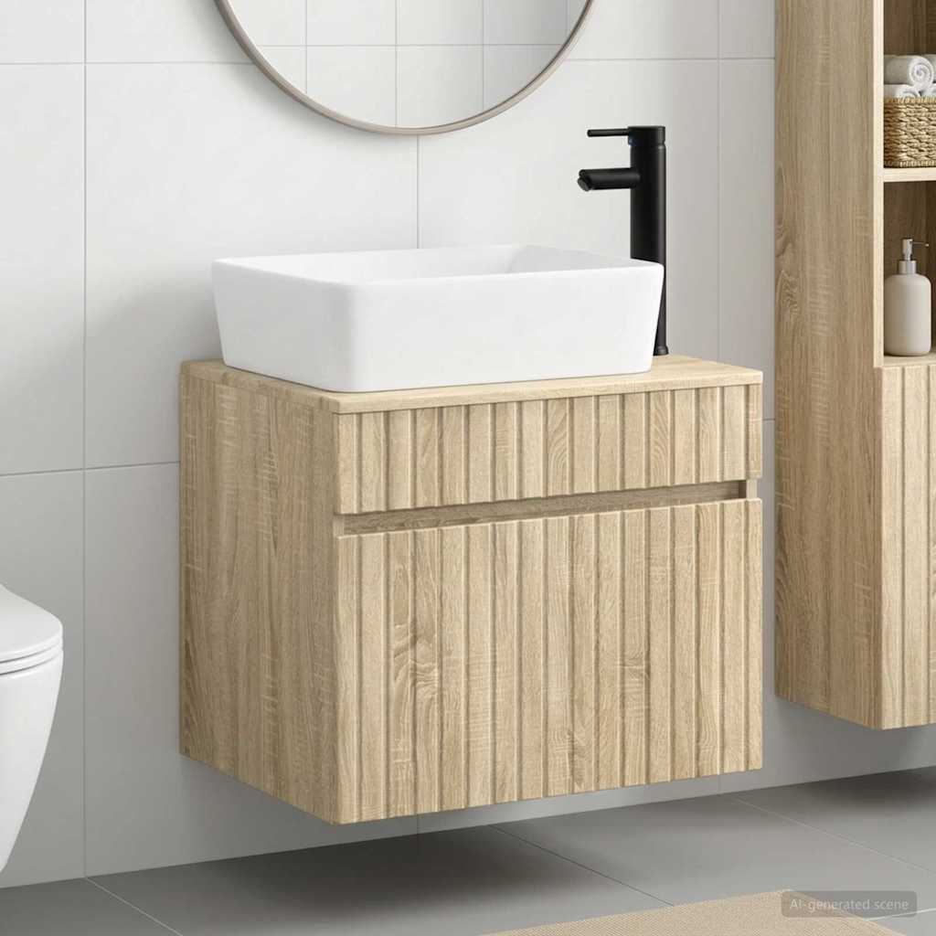 vidaXL Juego de muebles de baño Roble Sonoma Madera de ingeniería