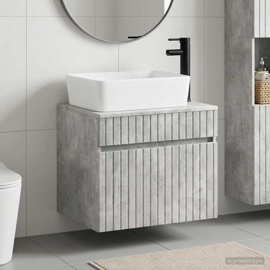 vidaXL Juego de muebles de baño Gris Hormigón Madera de ingeniería