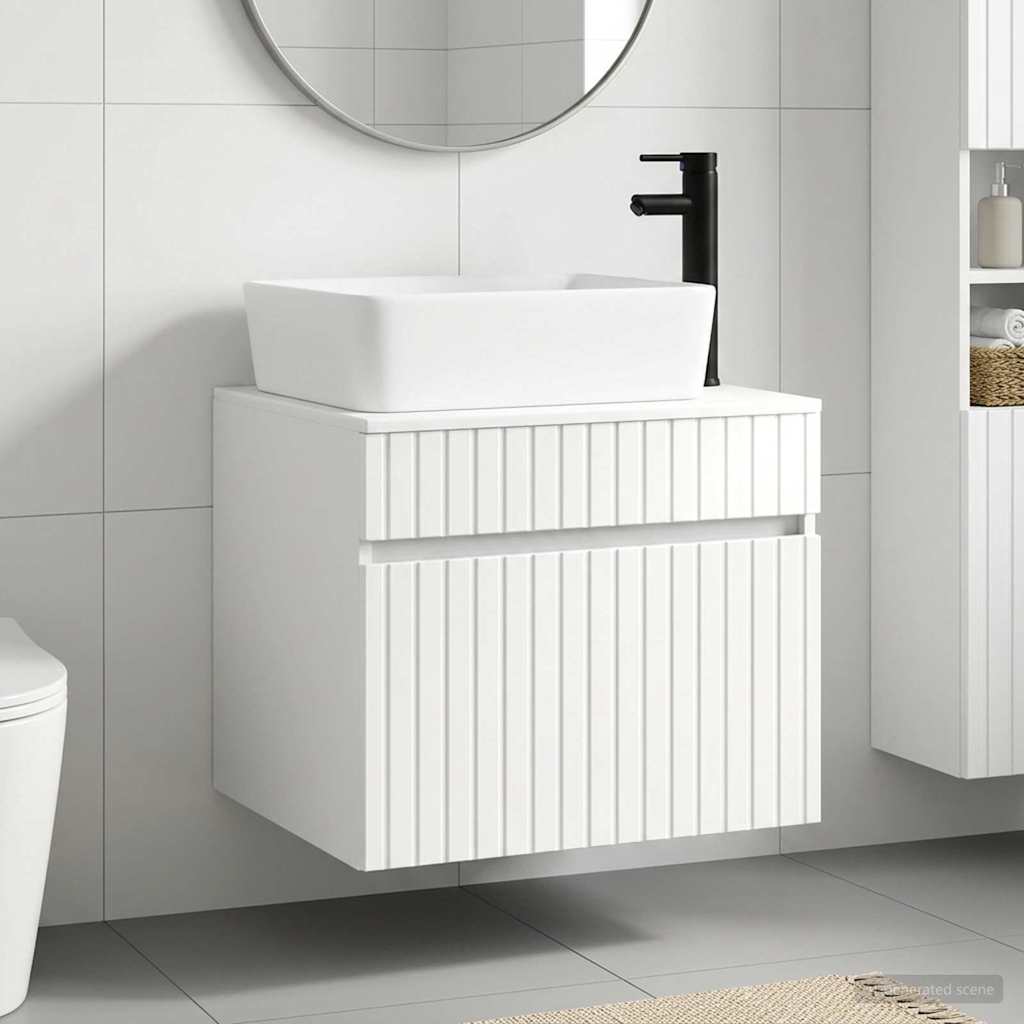 vidaXL Juego de muebles de baño Blanco Brillante Madera de ingeniería