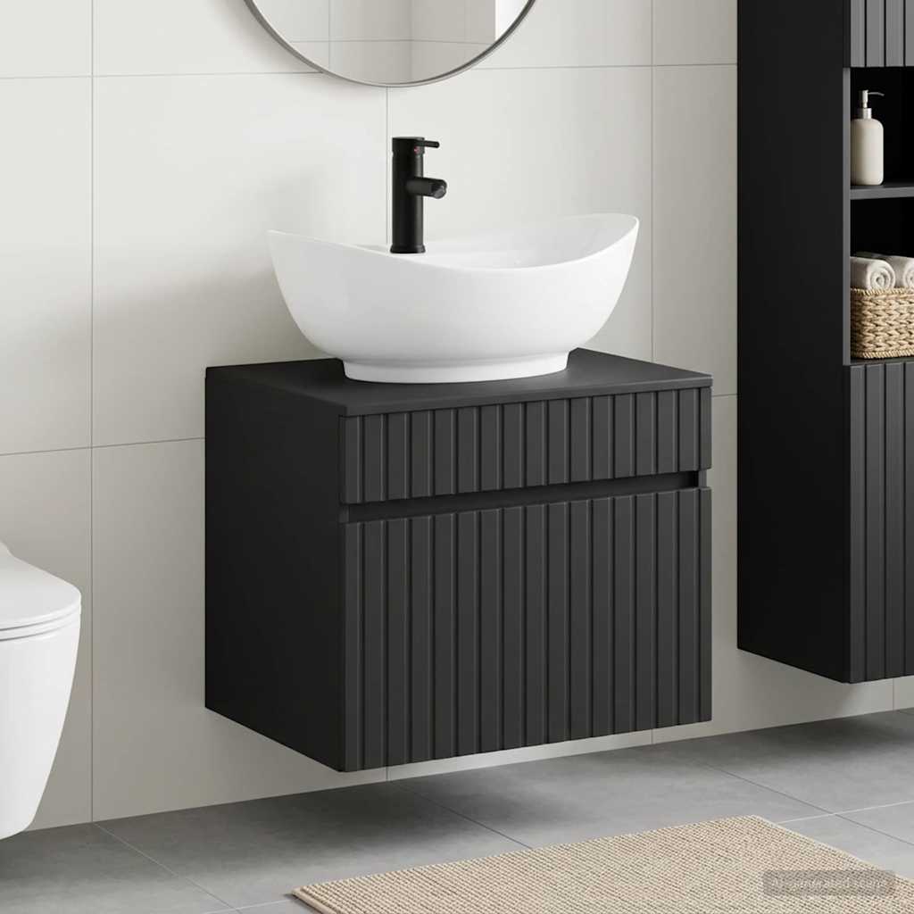 vidaXL Juego de muebles de baño Negro Madera de ingeniería