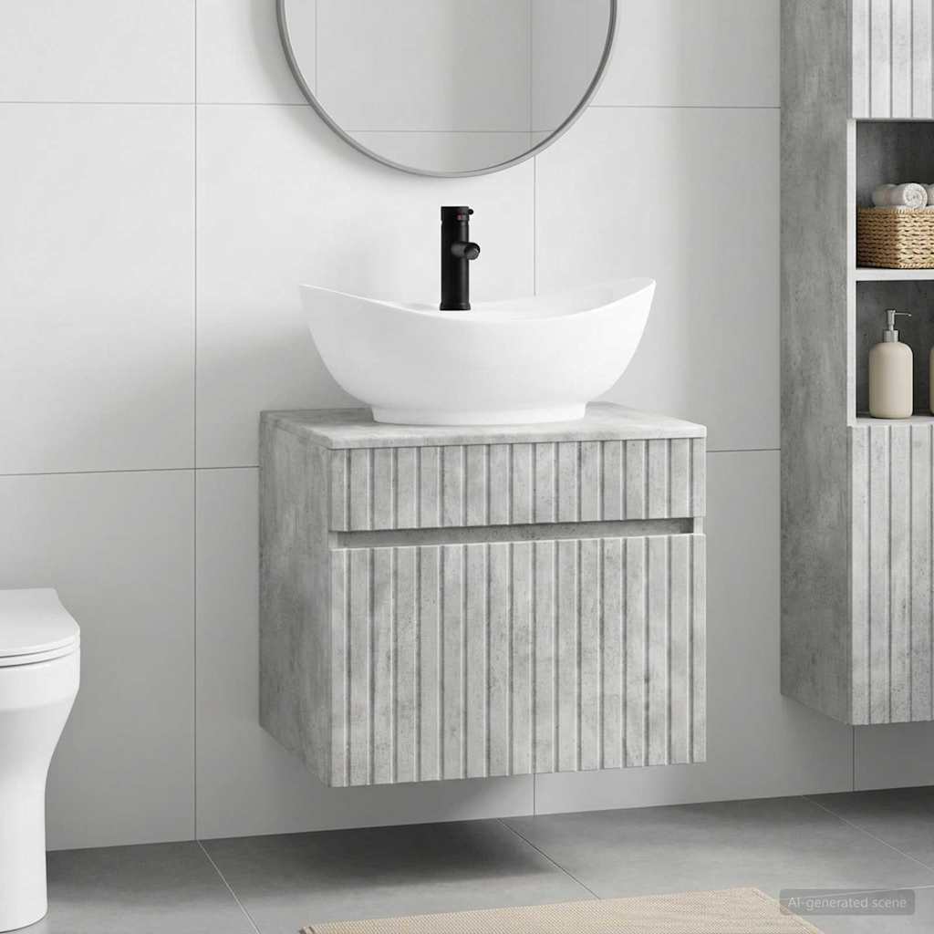 vidaXL Juego de muebles de baño Gris Hormigón Madera de ingeniería