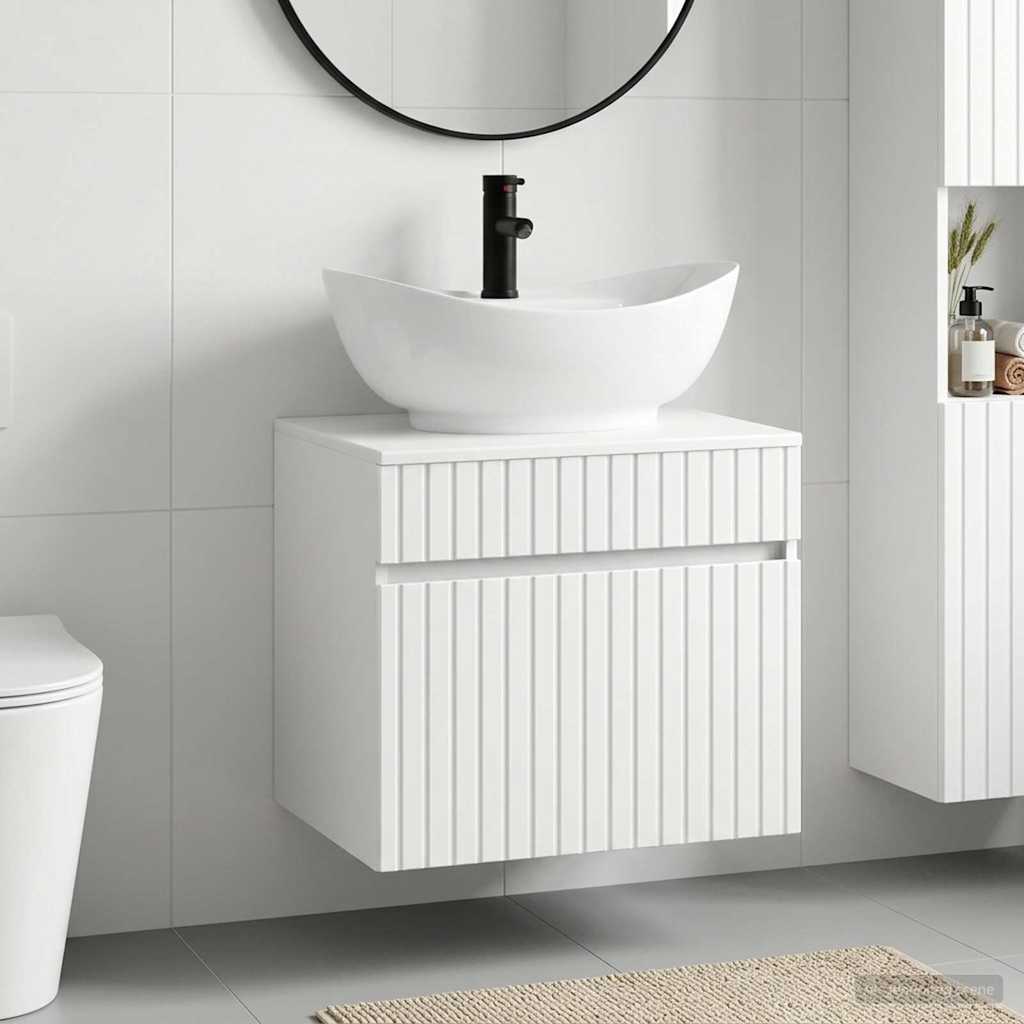 vidaXL Juego de muebles de baño Blanco Brillante Madera de ingeniería