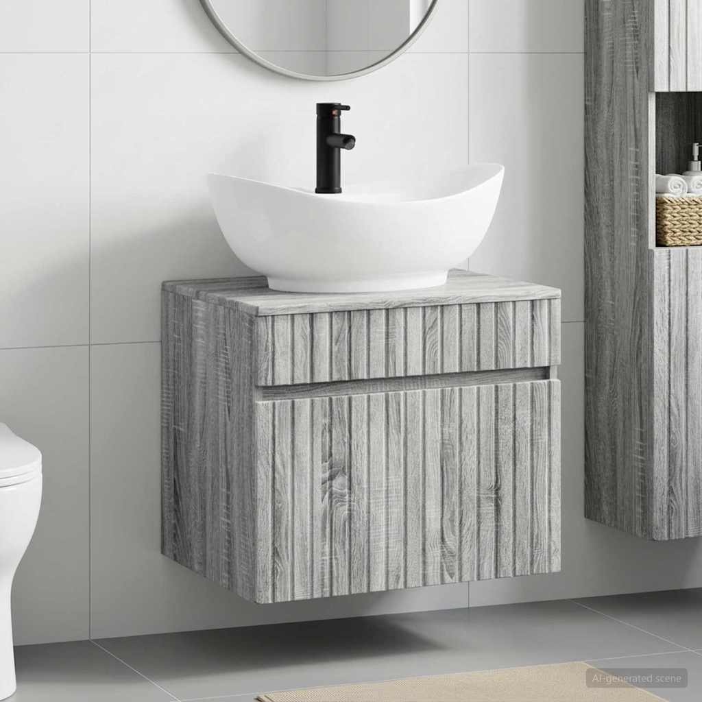 vidaXL Juego de muebles de baño Sonoma gris Madera de ingeniería