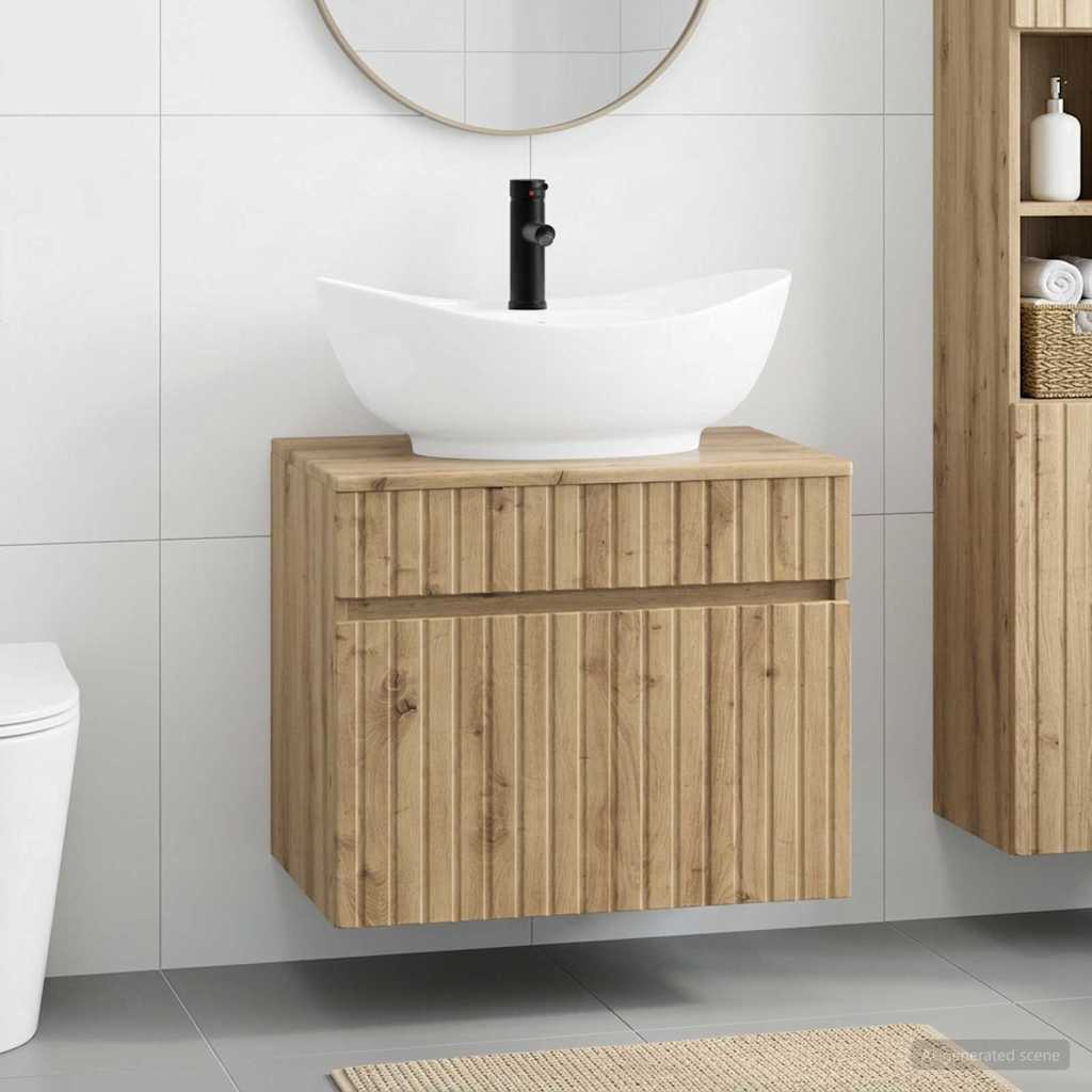 vidaXL Juego de muebles de baño Roble artisan Madera de ingeniería