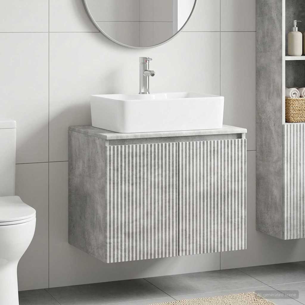 vidaXL Juego de muebles de baño Gris Hormigón Madera de ingeniería