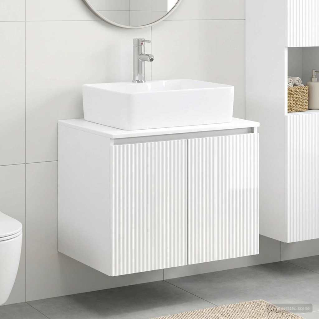 vidaXL Juego de muebles de baño Blanco Brillante Madera de ingeniería
