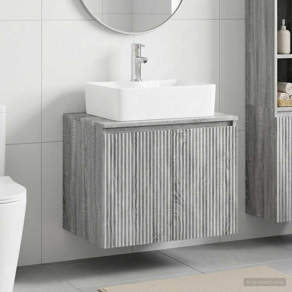 vidaXL Juego de muebles de baño Sonoma gris Madera de ingeniería