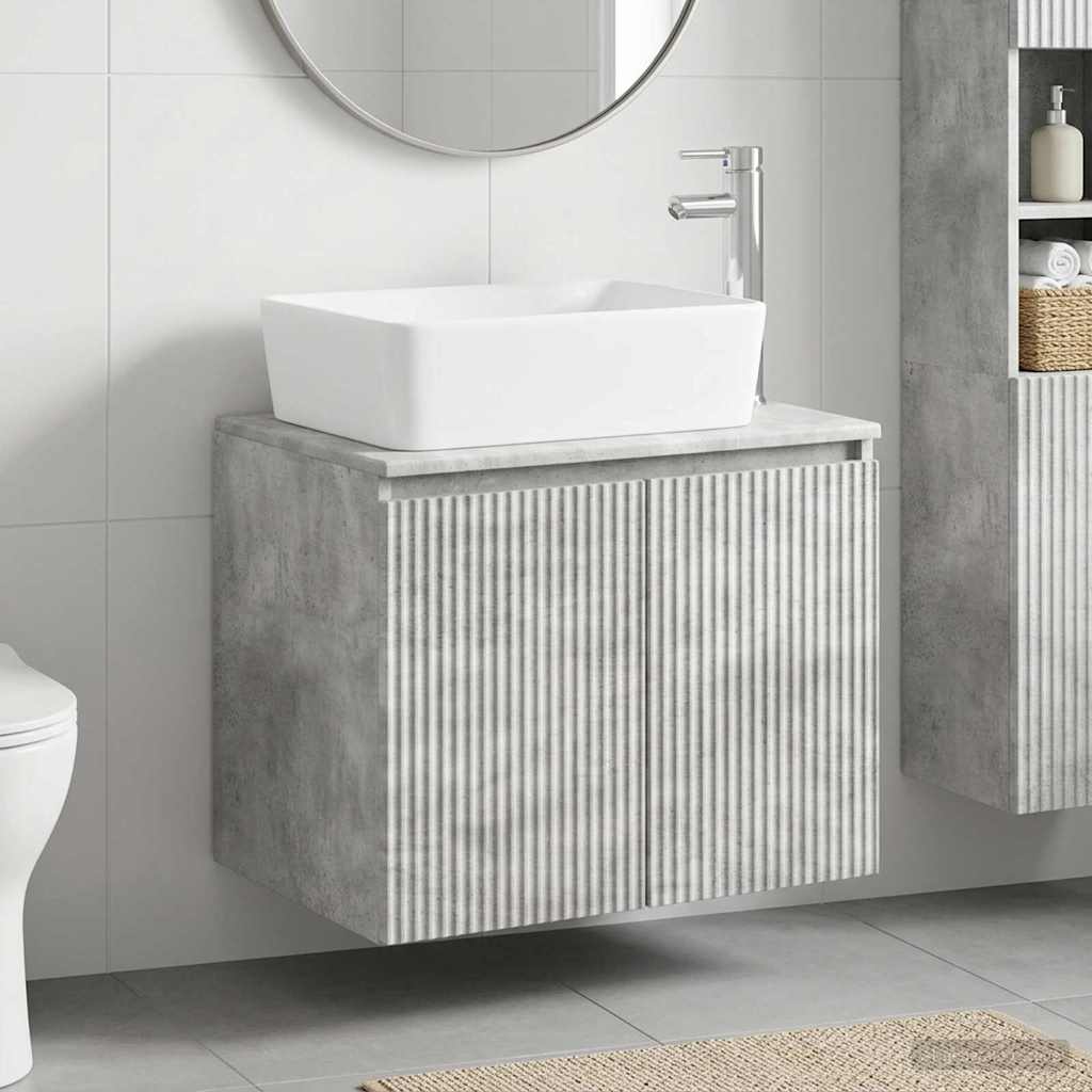 vidaXL Juego de muebles de baño Gris Hormigón Madera de ingeniería