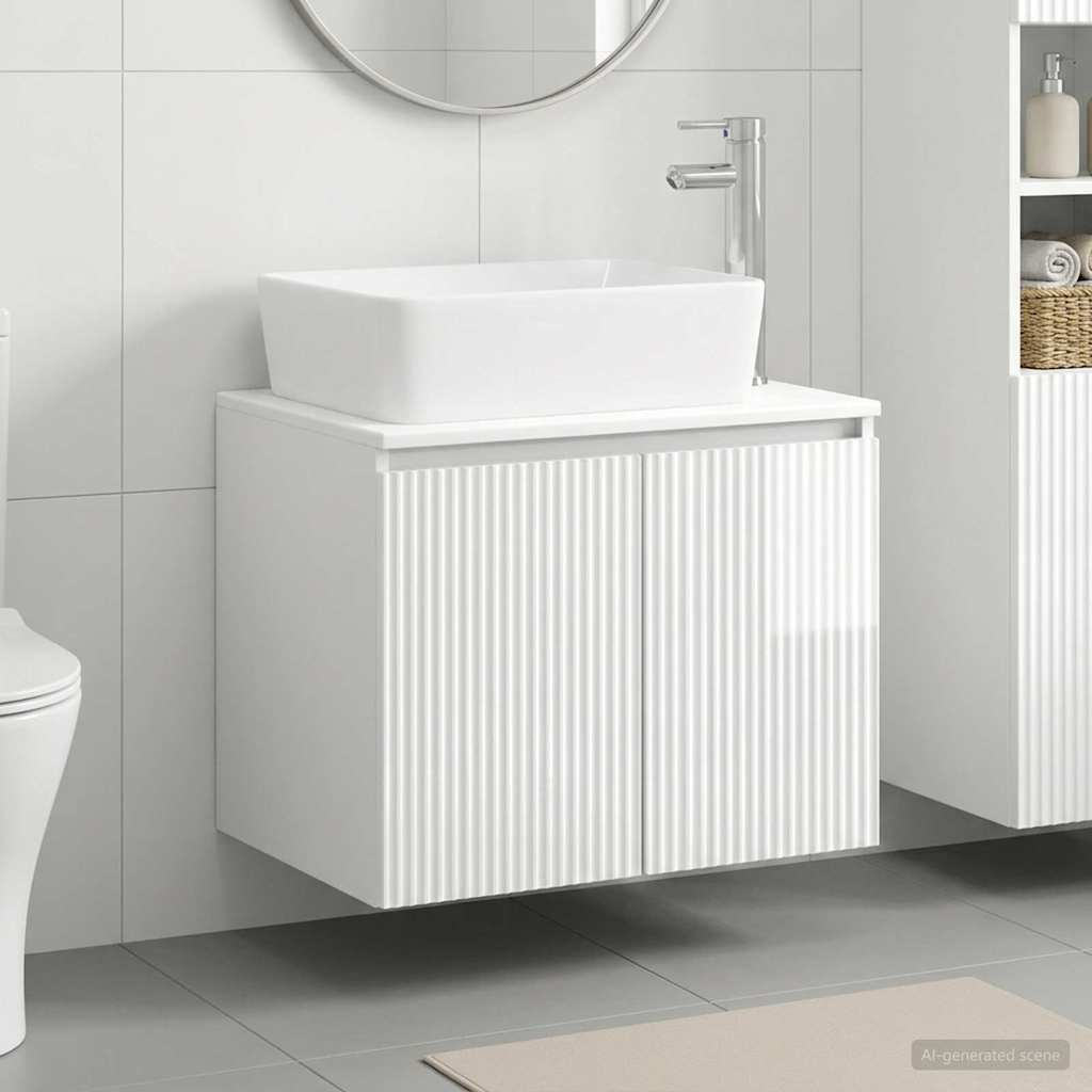 vidaXL Juego de muebles de baño Blanco Brillante Madera de ingeniería