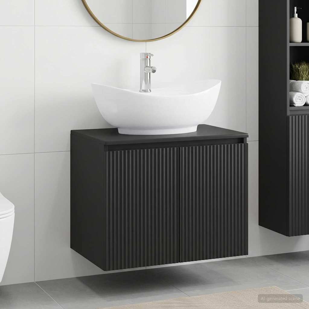 vidaXL Juego de muebles de baño Negro Madera de ingeniería