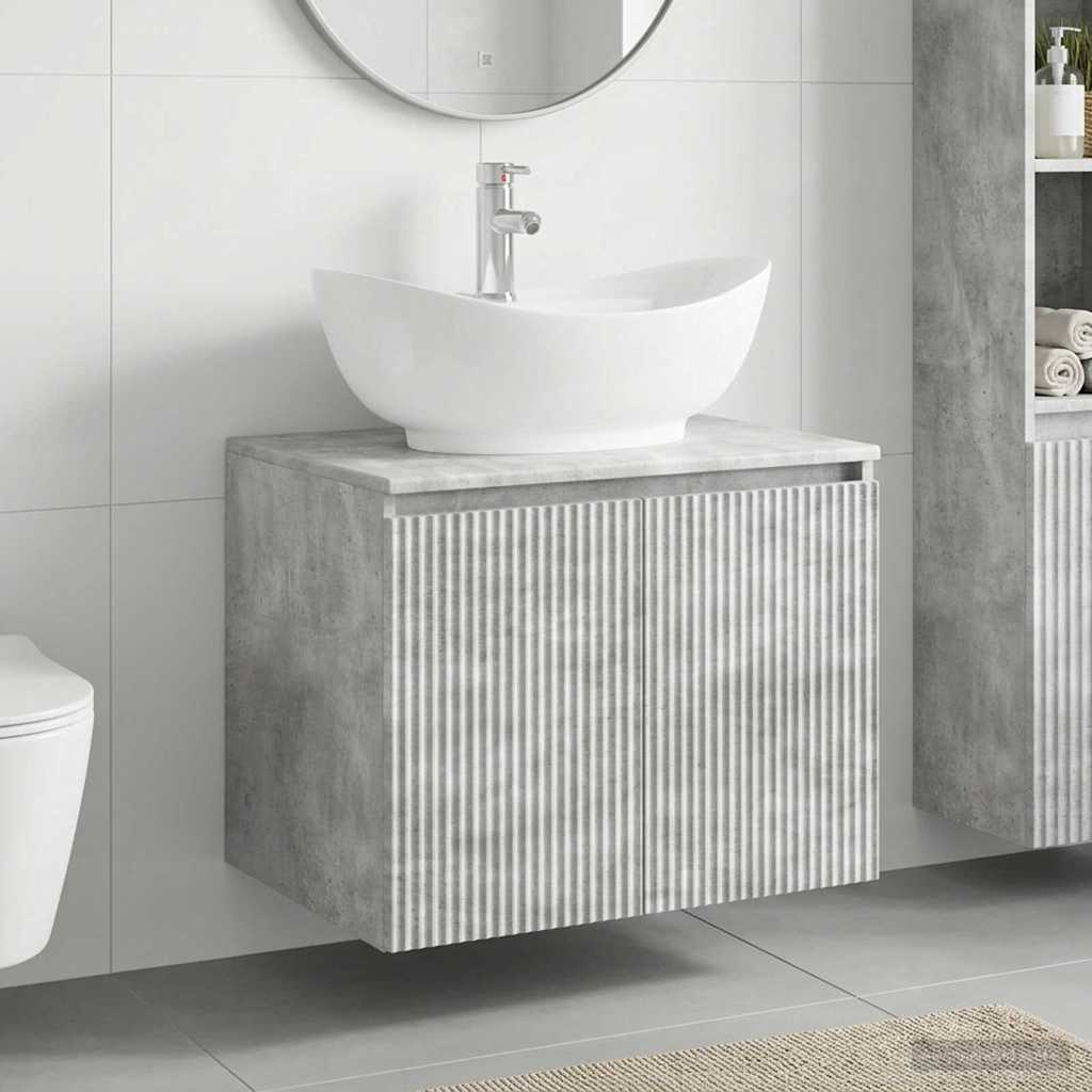 vidaXL Juego de muebles de baño Gris Hormigón Madera de ingeniería