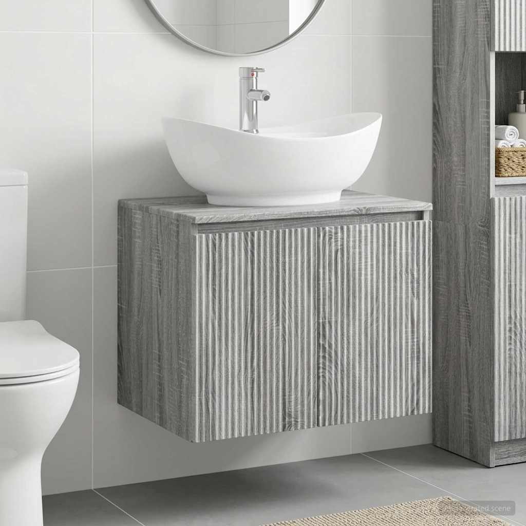 vidaXL Juego de muebles de baño Sonoma gris Madera de ingeniería