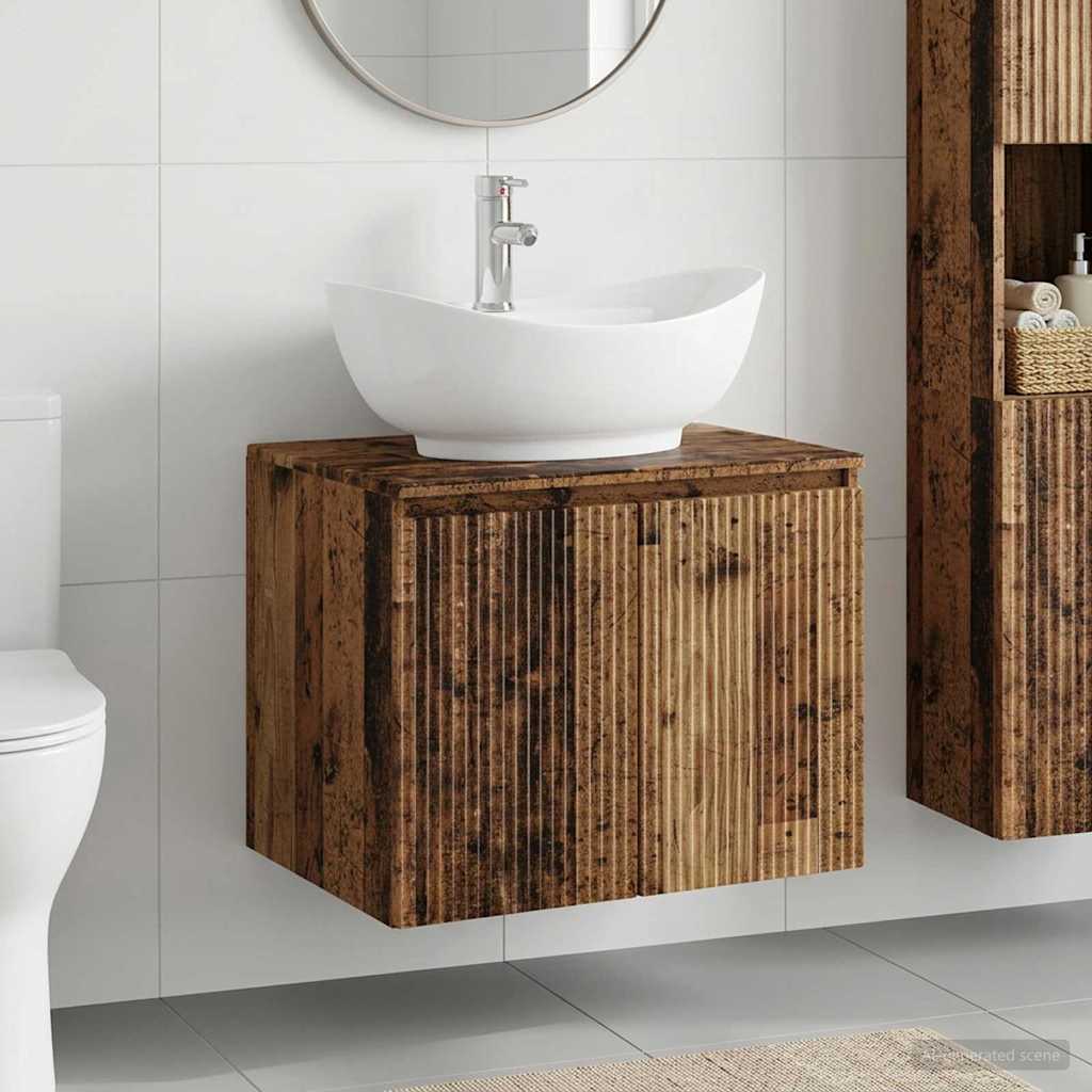 vidaXL Juego de muebles de baño Madera envejecida Madera de ingeniería