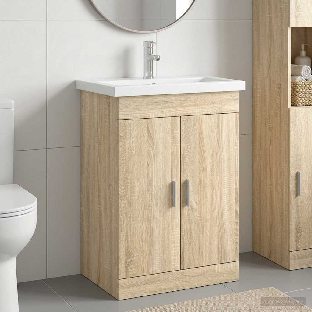 vidaXL Juego de muebles de baño Roble Sonoma 61 x 40 x 84,5 cm