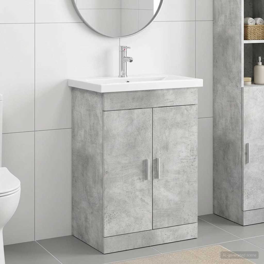 vidaXL Juego de muebles de baño Gris Hormigón 61 x 40 x 84,5 cm