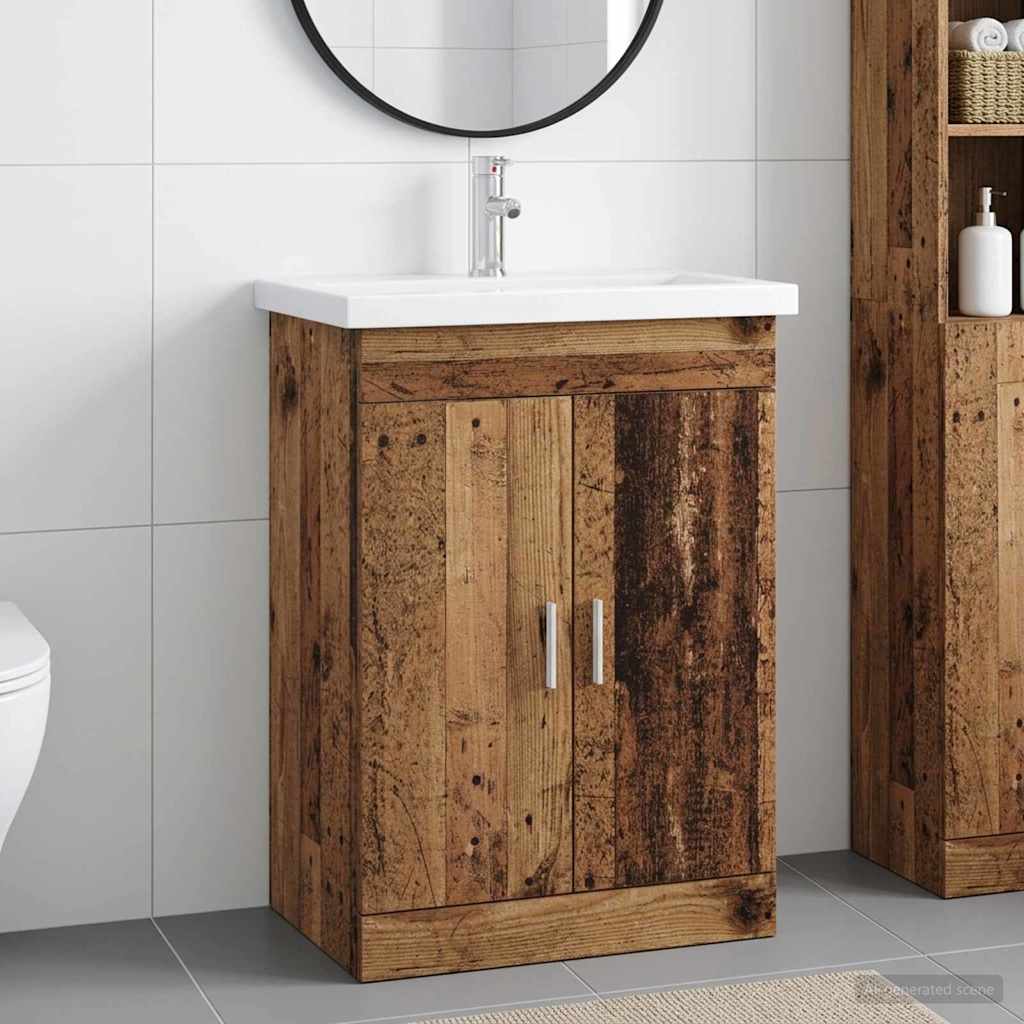 vidaXL Juego de muebles de baño Madera envejecida 61 x 40 x 84,5 cm