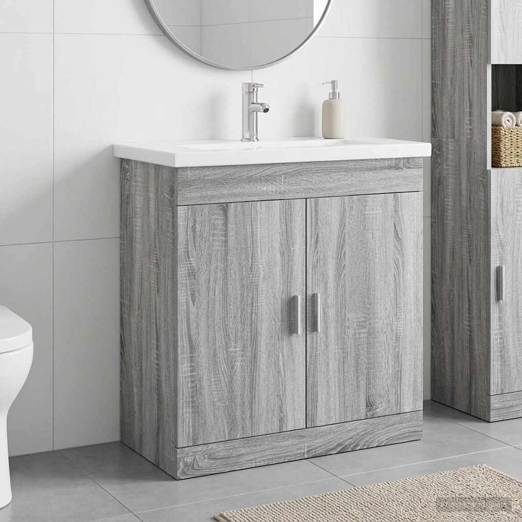 vidaXL Juego de muebles de baño Sonoma gris 81 x 40 x 84,5 cm