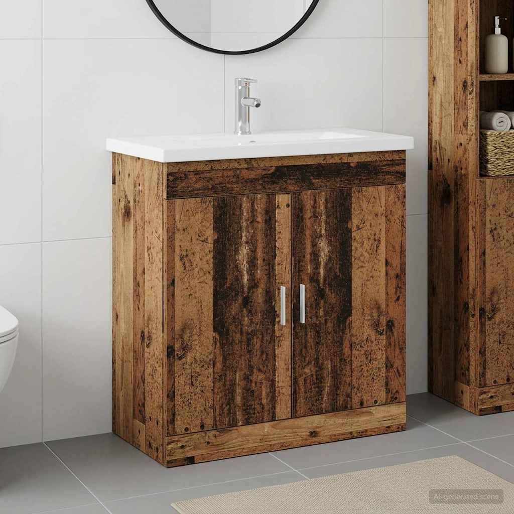 vidaXL Juego de muebles de baño Madera envejecida 81 x 40 x 84,5 cm