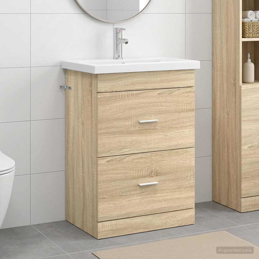 vidaXL Juego de muebles de baño Roble Sonoma 61 x 40 x 84,5 cm