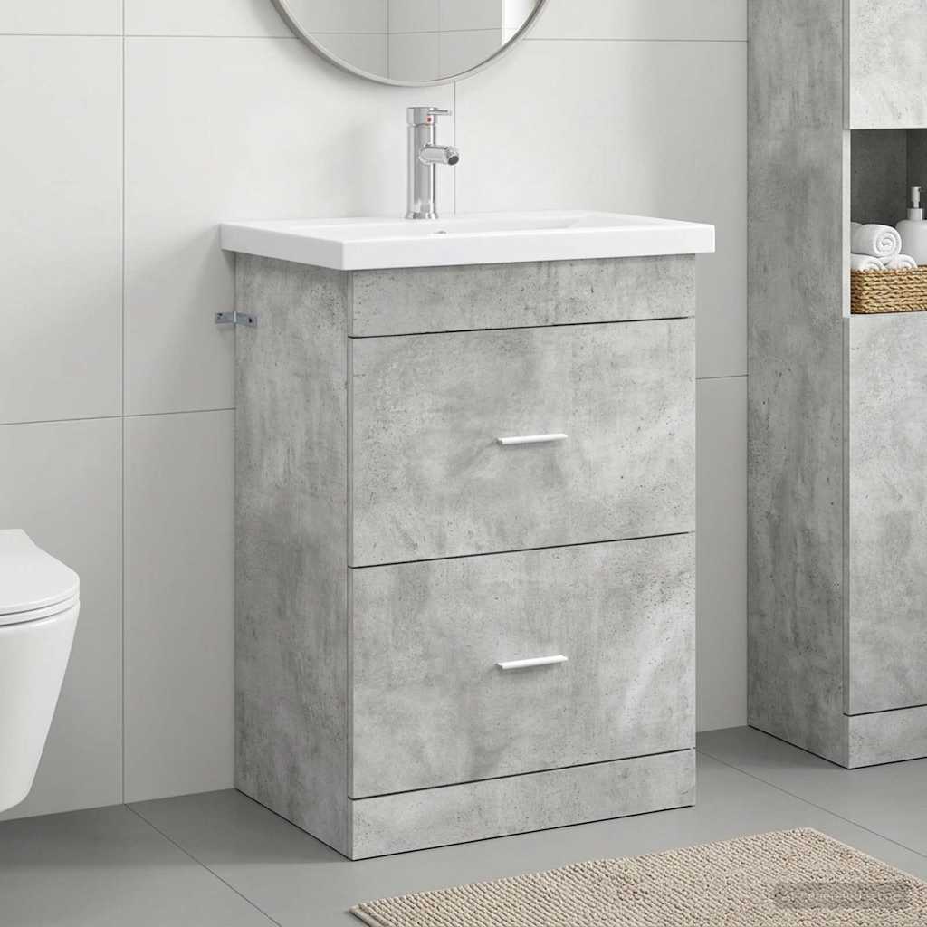 vidaXL Juego de muebles de baño Gris Hormigón 61 x 40 x 84,5 cm