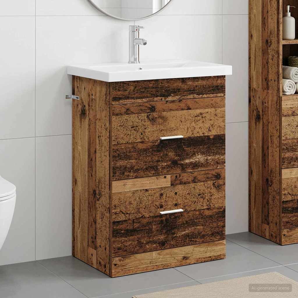vidaXL Juego de muebles de baño Madera envejecida 61 x 40 x 84,5 cm