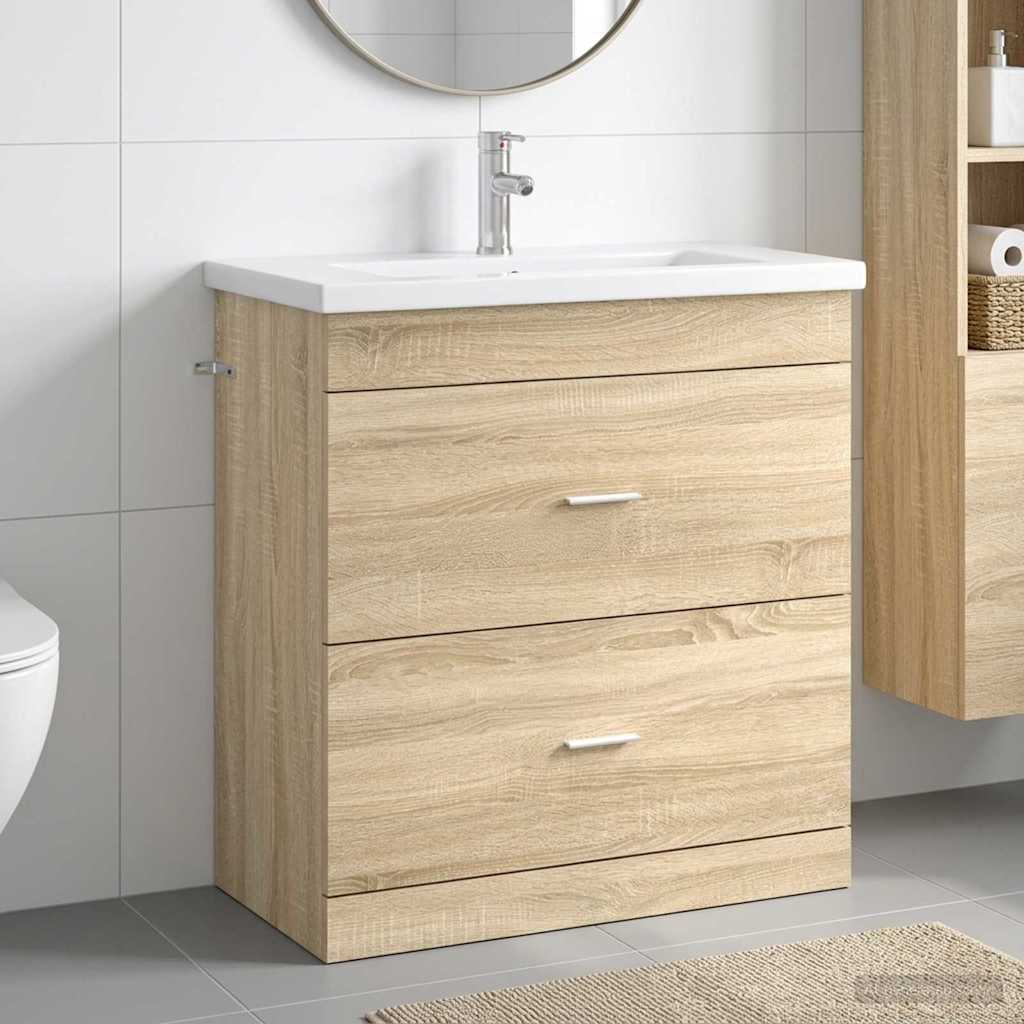 vidaXL Juego de muebles de baño Roble Sonoma 81 x 40 x 84,5 cm