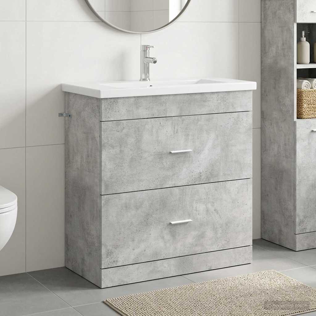 vidaXL Juego de muebles de baño Gris Hormigón 81 x 40 x 84,5 cm