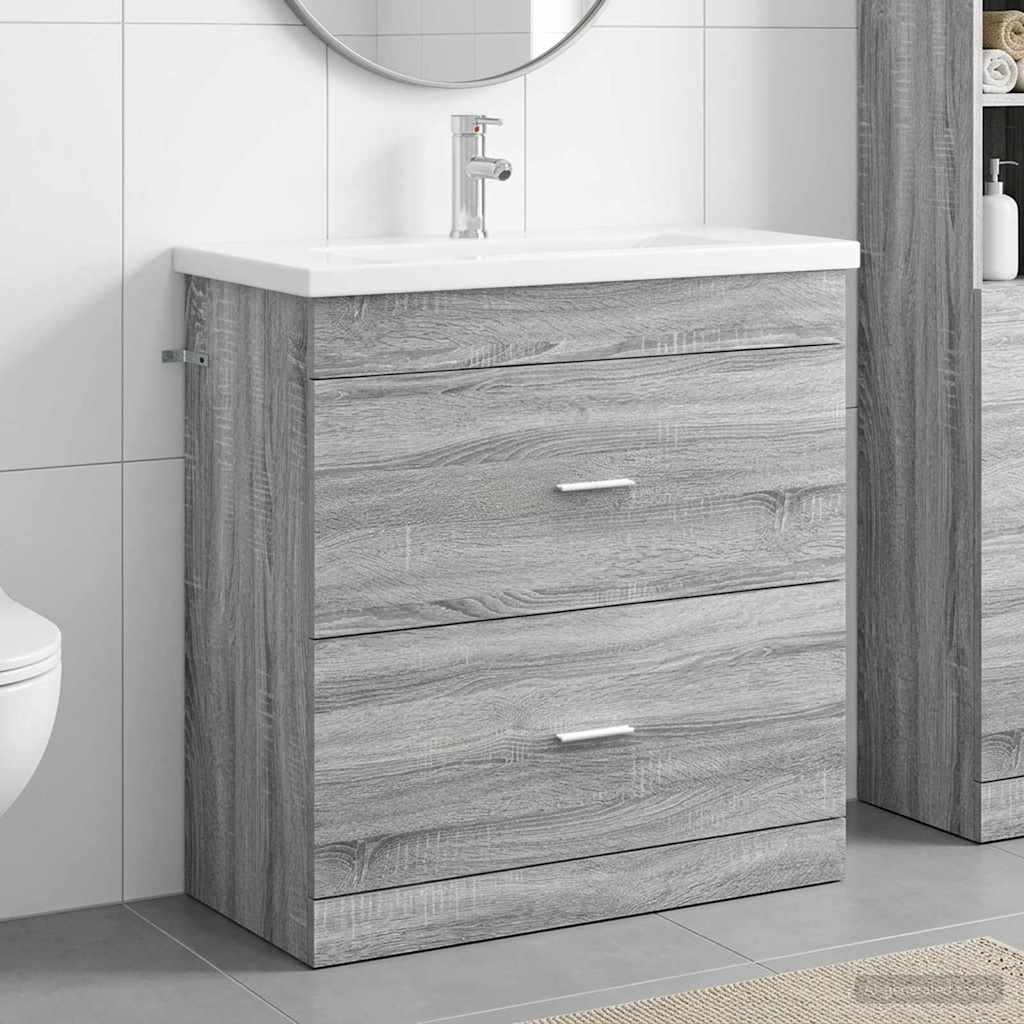 vidaXL Juego de muebles de baño Sonoma gris 81 x 40 x 84,5 cm