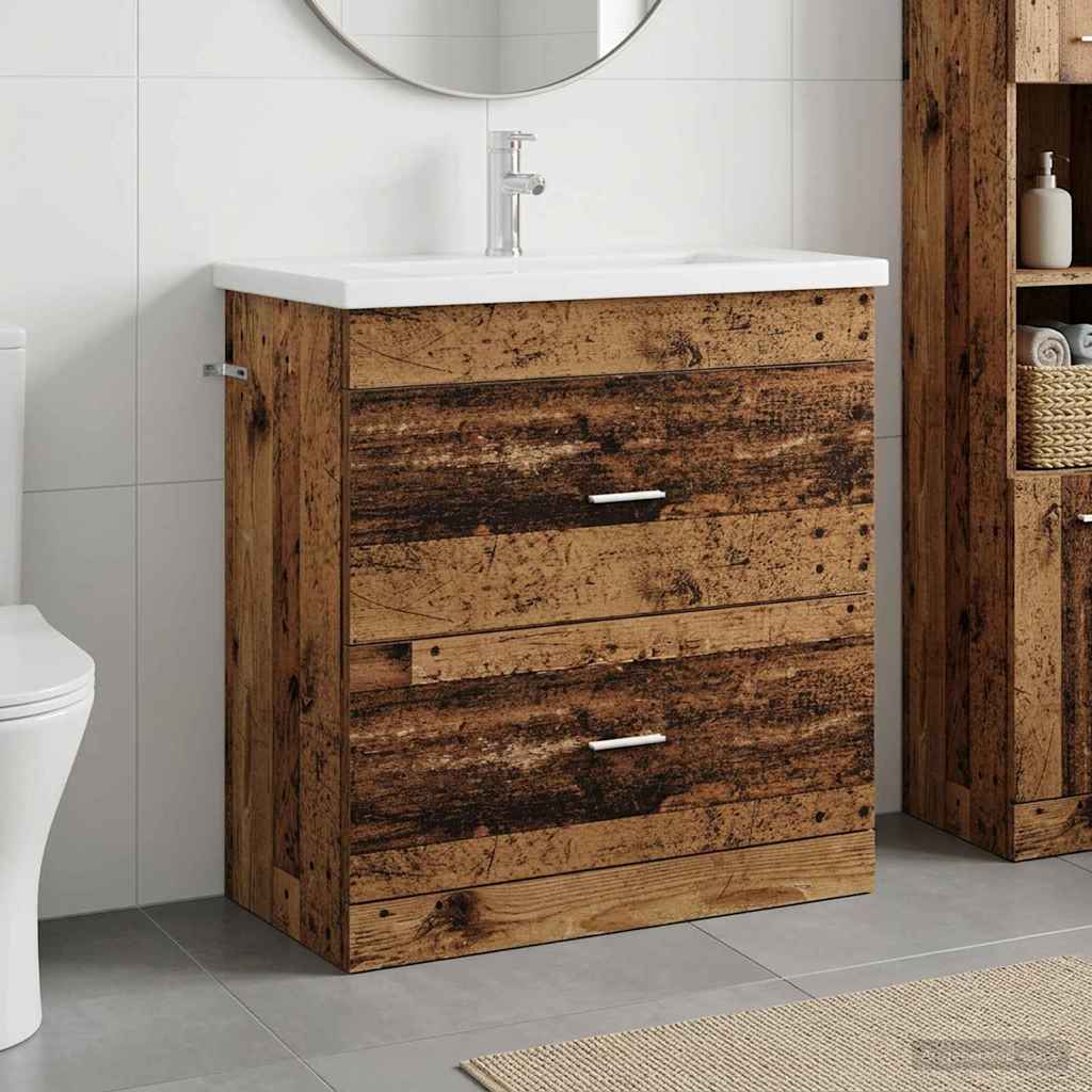 vidaXL Juego de muebles de baño Madera envejecida 81 x 40 x 84,5 cm