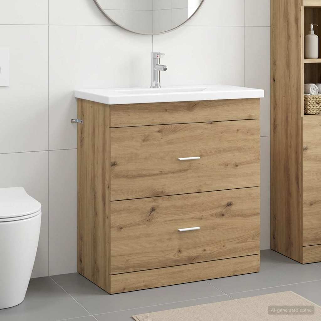 vidaXL Juego de muebles de baño Roble artisan 81 x 40 x 84,5 cm