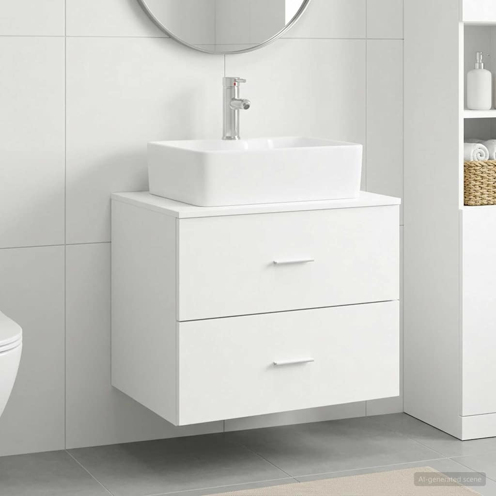 vidaXL Juego de muebles de baño Blanco Madera de ingeniería