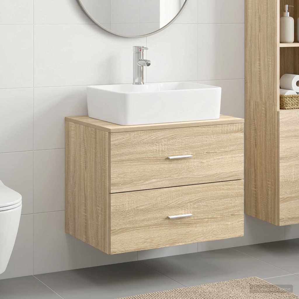 vidaXL Juego de muebles de baño Roble Sonoma Madera de ingeniería