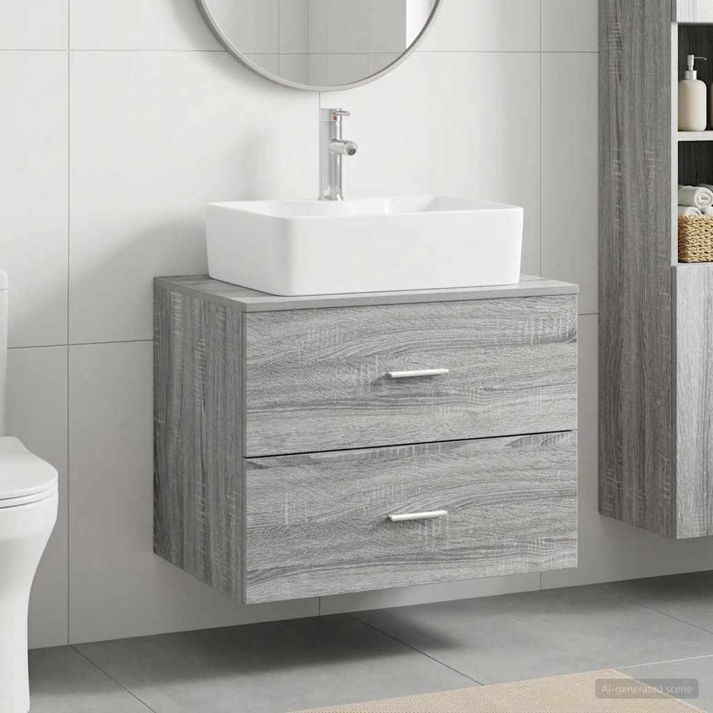 vidaXL Juego de muebles de baño Sonoma gris Madera de ingeniería