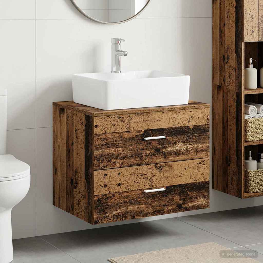 vidaXL Juego de muebles de baño Madera envejecida Madera de ingeniería
