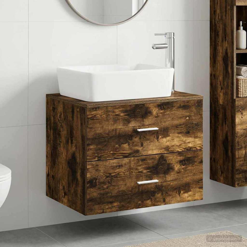 vidaXL Juego de muebles de baño Roble Ahumado Madera de ingeniería