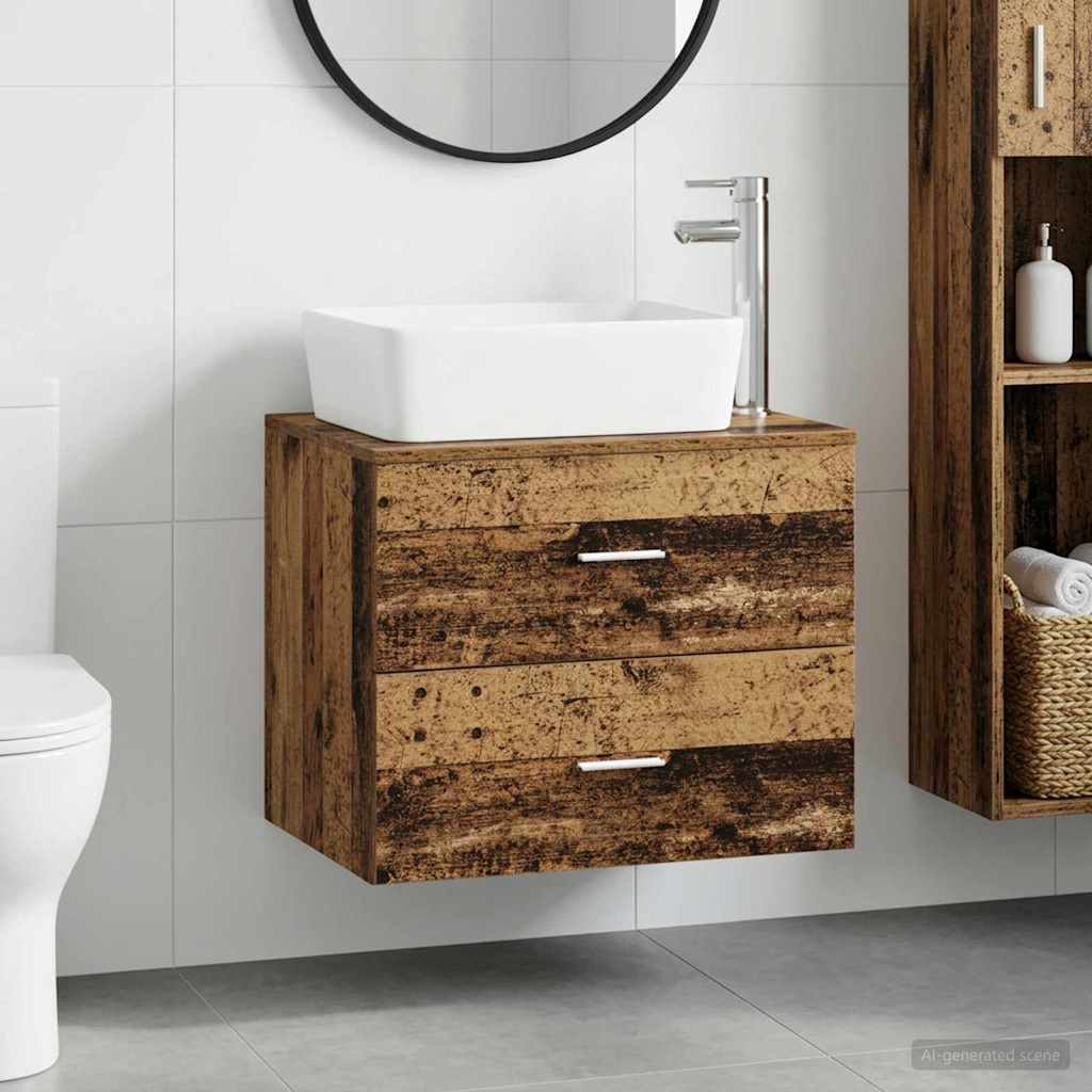 vidaXL Juego de muebles de baño Madera envejecida Madera de ingeniería