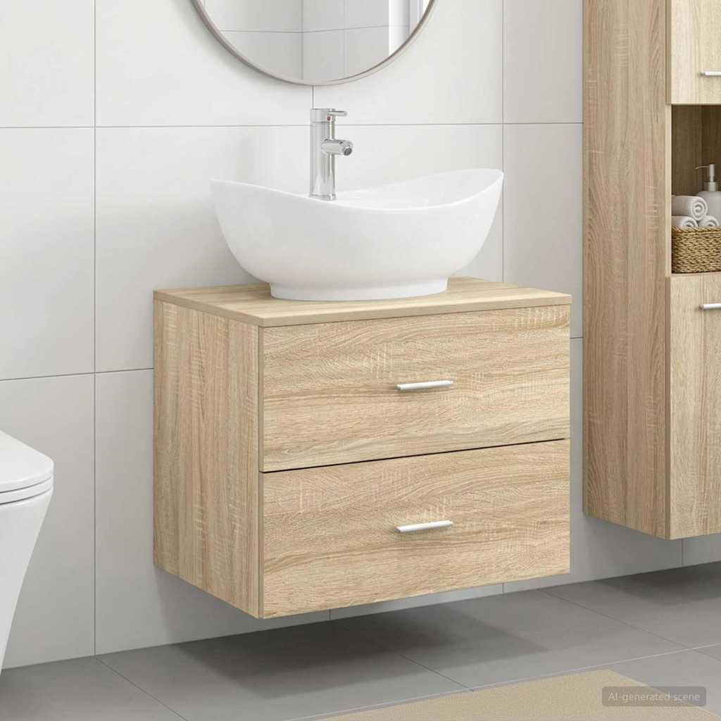 vidaXL Juego de muebles de baño Roble Sonoma Madera de ingeniería