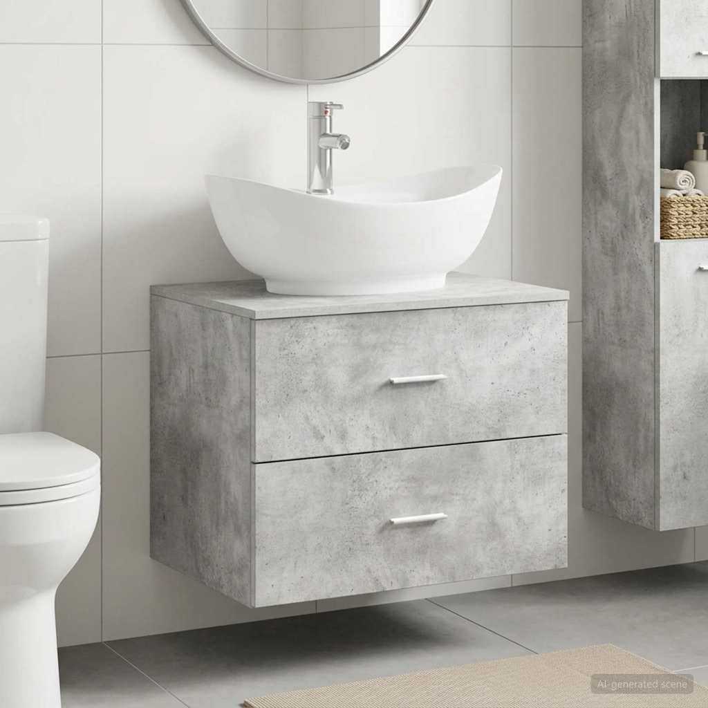 vidaXL Juego de muebles de baño Gris Hormigón Madera de ingeniería